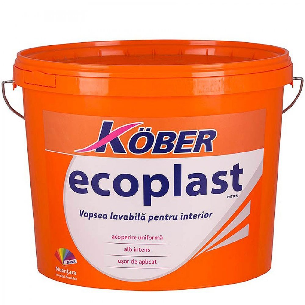 Vopsea lavabila interior, Ecoplast, alba, 8.5L