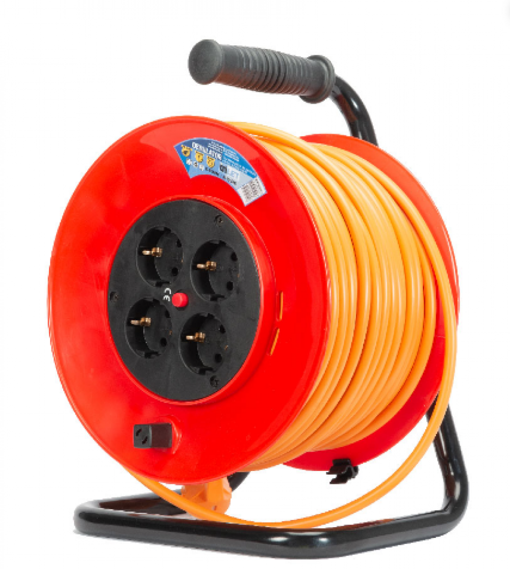 Derulator cablu electric 4 priz 50 m x  3 x 1.5 mm, pret / buc
