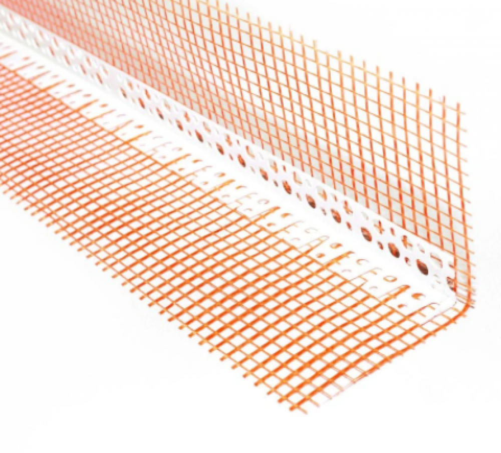 Profil PVC Premium, colt cu plasa portocalie, interior / exterior, 2.5 m, 100 x 100 mm