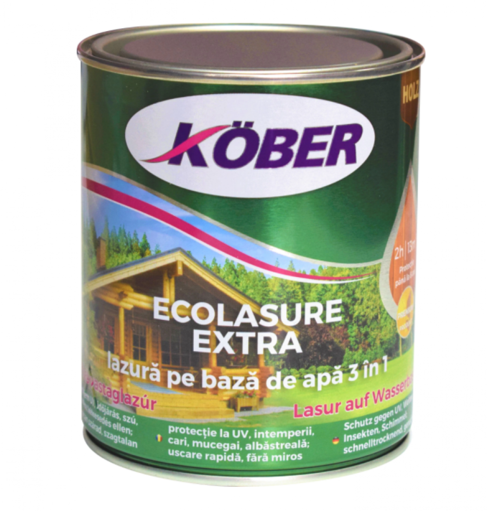 Lac / lazura 3 in 1 pentru lemn, Kober Ecolasure Extra Teak 2.5L, pret / buc