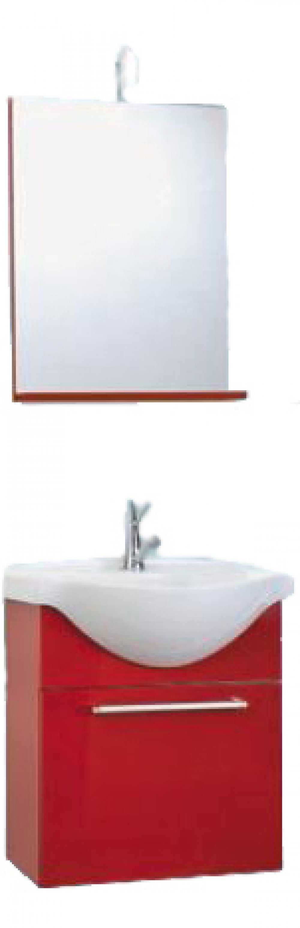 Mobilier baie Comp.Ginevra/04 rosu mobilier suspendat cm 57 baza cu lavoar+oglinda cu polita si iluminare