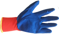 Manusi de protectie din latex + tricot, culoare albastru / rosu