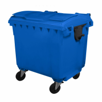 Container plastic albastru cu capac drept 1100 L
