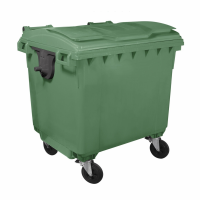 Container plastic verde cu capac drept 1100 L