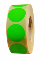 Role de etichete semilucioase, rotunde, verde fluorescent , 29mm, 1000etichete/rola