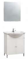 Mobilier baie bază cu 2 uși și lavoar ceramic 65 cm + Oglindă alb lucios